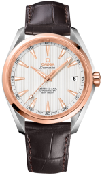 Omega Seamaster Aqua Terra 150M 41.5-231.23.42.21.02.001 (Brown Alligator Leather Strap, Vertical-teak Silver-toned Index Dial, Red Gold Bezel) (Omega 231.23.42.21.02.001)