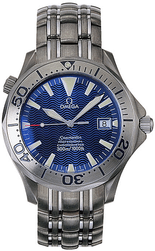 Omega Seamaster Diver 300M 41-2231.80.00 (Titanium Bracelet, Wave-embossed Blue Index Dial, Rotating Titanium Bezel)