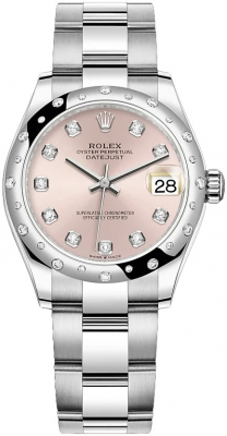 Rolex Datejust 31-278344RBR (Oystersteel Oyster Bracelet, Gold Diamond-set Pink Dial, Domed Diamond Bezel)