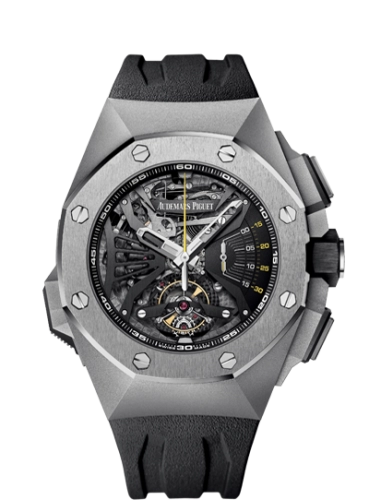 Audemars Piguet Royal Oak Concept 44-26577TI.OO.D002CA.01 (Black Rubber Strap, Black Openworked Dial, Grey Ceramic Smooth Bezel)