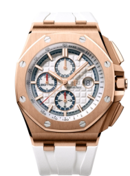 Audemars Piguet Royal Oak Offshore 44-26408OR.OO.A010CA.01 (White Rubber Strap, Méga Tapisserie White Index Dial, Pink Gold Smooth Bezel) (26408OR.OO.A010CA.01)