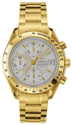 Omega Speedmaster Non-Moonwatch 39-3113.30.00 (Yellow Gold Bracelet, Silver Index Dial, Yellow Gold Tachymeter Bezel) (Omega 3113.30.00)