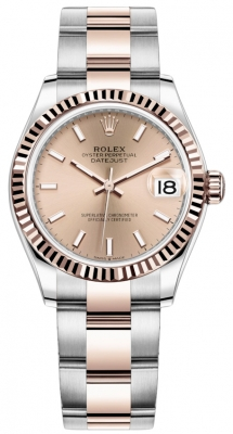 Rolex Datejust 31-278271 (Everose Rolesor Oyster Bracelet, Rosé Index Dial, Fluted Bezel)