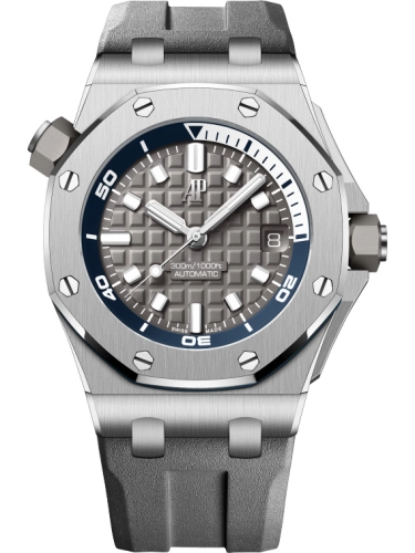 Audemars Piguet Royal Oak Offshore 42-15720ST.OO.A009CA.01 (Grey Rubber Strap, Méga Tapisserie Grey Index Dial, Stainless Steel Smooth Bezel)