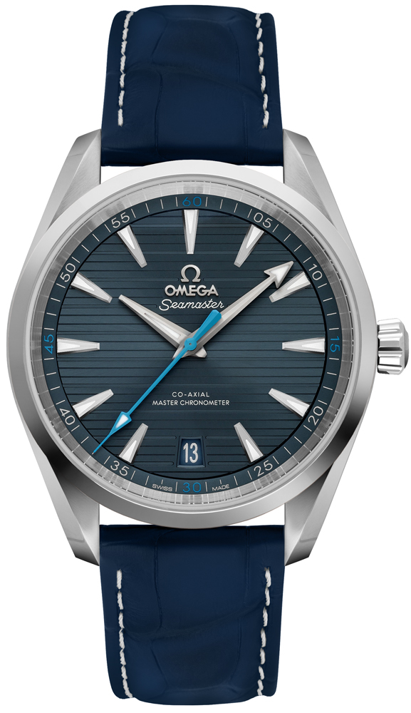 Omega Seamaster Aqua Terra 150M 41-220.13.41.21.03.002 (Blue Alligator Leather Strap, Horizontal-teak Blue-grey Index Dial, Stainless Steel Bezel)