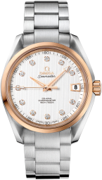 Omega Seamaster Aqua Terra 150M 38.5-231.20.39.21.52.003 (Stainless Steel Bracelet, Vertical-teak Silver-toned Diamond Index Dial, Red Gold Bezel) (Omega 231.20.39.21.52.003)