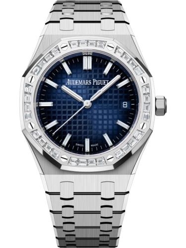 Audemars Piguet Royal Oak 34-77451BC.ZZ.1261BC.01 (White Gold Bracelet, Grande Tapisserie Smoked-blue Baguette-cut Diamond Index Dial, Baguette-cut Diamond-set Bezel)