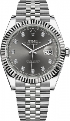 Rolex Datejust 41-126334 (Oystersteel Jubilee Bracelet, Gold Diamond-set Slate Dial, Fluted Bezel)