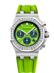 Audemars Piguet Royal Oak Offshore 37-26231ST.ZZ.D038CA.01 (Acid-green Rubber Strap, Lady Tapisserie Acid-green Index Dial, Brilliant-cut Diamond-set Bezel) (26231ST.ZZ.D038CA.01)