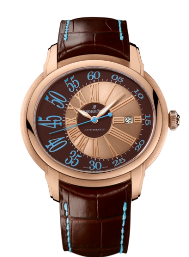 Audemars Piguet Millenary 45-15320OR.OO.D095CR.01 (Brown Alligator Leather Strap, Brown-lacquered Pink Gold Roman Dial, Pink Gold Smooth Bezel)