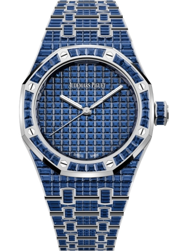 Audemars Piguet Royal Oak 37-15554BC.SS.1274BC.01 (Baguette-cut Sapphire-set White Gold Bracelet, Baguette-cut Blue Sapphire-paved Dial, Baguette-cut Blue Sapphire-set Bezel)