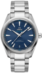 Omega Seamaster Aqua Terra 150M 41-220.10.41.21.03.001 (Stainless Steel Bracelet, Horizontal-teak Blue Index Dial, Stainless Steel Bezel) (Omega 220.10.41.21.03.001)