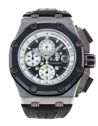 Audemars Piguet Royal Oak Offshore 42-26078IO.OO.D001VS.01 (Black Leather Strap, Méga Tapisserie Racing Openworked Black Index Dial, Black Ceramic Smooth Bezel) (26078IO.OO.D001VS.01)