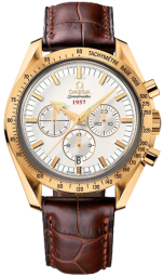 Omega Speedmaster Non-Moonwatch 42-321.53.42.50.02.001 (Brown Alligator Leather Strap, Silver-toned Index Dial, Yellow Gold Tachymeter Bezel) (Omega 321.53.42.50.02.001)