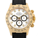 Rolex Daytona 16518G (Black Leather Strap, White Dial, White/Black Subdials)