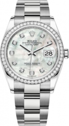 Rolex Datejust 36-126284RBR (Oystersteel Oyster Bracelet, Gold Diamond-set White MOP Dial, Diamond Bezel) (m126284rbr-0012)