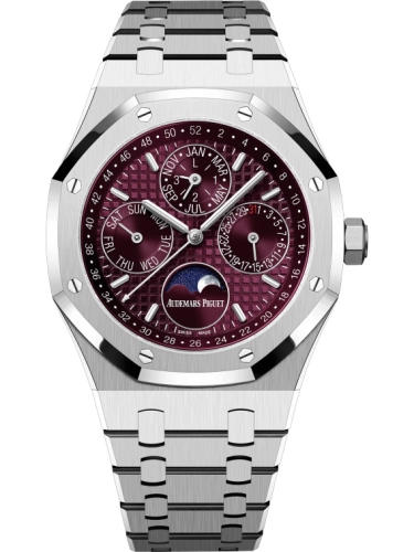 Audemars Piguet Royal Oak 41-26574BC.OO.1220BC.01 (White Gold Bracelet, Grande Tapisserie Burgundy Index Dial, White Gold Smooth Bezel)