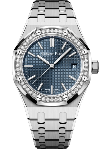 Audemars Piguet Royal Oak 37-15551ST.ZZ.1356ST.02 (Stainless Steel Bracelet, Grande Tapisserie Bleu Nuit Nuage 50 Index Dial, Brilliant-cut Diamond-set Bezel)