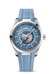 Omega Seamaster Aqua Terra 150M 43-220.12.43.22.03.002 (Structured Light-blue Rubber Strap, World Light-blue Index Dial, Stainless Steel Bezel) (Omega 220.12.43.22.03.002)