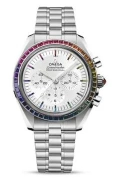 Omega Speedmaster Moonwatch 42-310.55.42.50.52.002 (Canopus Gold Bracelet, Sun-brushed Silver-toned Index Dial, Multi-color Gemstone-set Bezel)