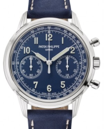 Patek Philippe Complications 41-5172G-001 (Navy-blue Calfskin Strap, Blue Varnished Tachymeter/Arabic Dial, White Gold Smooth Bezel) (5172G-001)