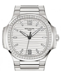 Patek Philippe Nautilus 35.2-7118/1200A-010 (Stainless Steel Bracelet, Silvery Opaline Wave-motif Arabic/Index Dial, Diamond Bezel) (7118/1200A-010)