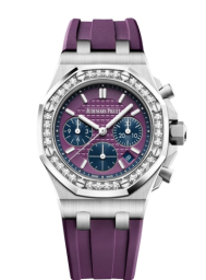 Audemars Piguet Royal Oak Offshore 37-26231ST.ZZ.D075CA.01 (Plum Rubber Strap, Lady Tapisserie Plum Index Dial, Brilliant-cut Diamond-set Bezel) (26231ST.ZZ.D075CA.01)