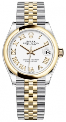 Rolex Datejust 31-278243 (Yellow Rolesor Jubilee Bracelet, White Roman Dial, Domed Bezel)