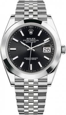 Rolex Datejust 41-126300 (Oystersteel Jubilee Bracelet, Bright-black Index Dial, Smooth Bezel)
