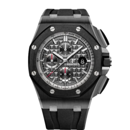 Audemars Piguet Royal Oak Offshore 44-26405CE.OO.A002CA.01.A (Black Rubber Strap, Méga Tapisserie Anthracite Index Dial, Black Ceramic Smooth Bezel) (26405CE.OO.A002CA.01)