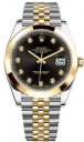 Rolex Datejust 41-126303 (Yellow Rolesor Jubilee Bracelet, Gold Diamond-set Bright-black Dial, Smooth Bezel)