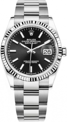 Rolex Datejust 36-126234 (Oystersteel Oyster Bracelet, Bright-black Index Dial, Fluted Bezel)