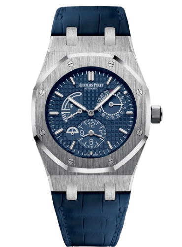 Audemars Piguet Royal Oak 39-26124ST.OO.D018CR.01 (Blue Alligator Leather Strap, Grande Tapisserie Blue Index Dial, Stainless Steel Smooth Bezel)