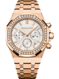 Audemars Piguet Royal Oak 38-26715OR.ZZ.1356OR.01 (Pink Gold Bracelet, Grande Tapisserie Silver-toned Index Dial, Brilliant-cut Diamond-set Bezel) (26715OR.ZZ.1356OR.01)