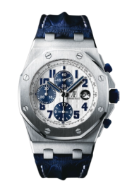 Audemars Piguet Royal Oak OffShore 42-26170ST.OO.D305CR.01 (Blue Alligator Leather Strap, Méga Tapisserie Silver-toned Arabic Dial, Stainless Steel Smooth Bezel) (26170ST.OO.D305CR.01)