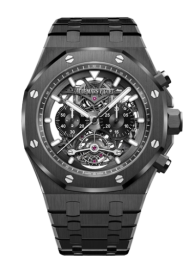 Audemars Piguet Royal Oak 44-26343CE.OO.1247CE.01 (Black Ceramic Bracelet, Transparent Sapphire Satin-brushed Openworked Black Index Dial, Black Ceramic Smooth Bezel) (26343CE.OO.1247CE.01)