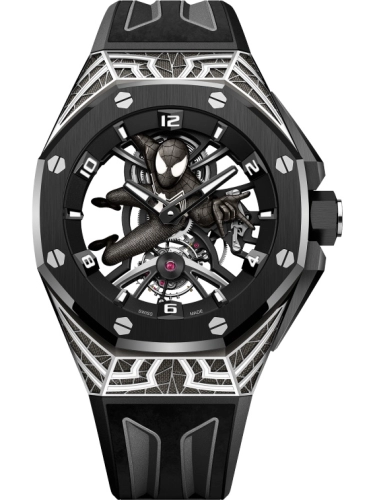 Audemars Piguet Royal Oak Concept 42-26632CN.OO.D100CA.01 (Black Rubber Strap, Black-suit Spider-Man Openworked Dial, Black Ceramic Smooth Bezel)