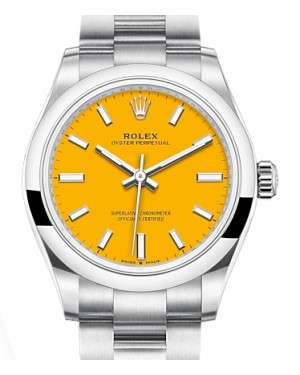 Rolex Oyster Perpetual 31-277200 (Oystersteel Oyster Bracelet, Yellow Index Dial, Domed Bezel)