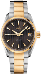 Omega Seamaster Aqua Terra 150M 38.5-231.20.39.21.06.002 (Yellow Gold & Stainless Steel Bracelet, Vertical-teak Grey Index Dial, Yellow Gold Bezel) (Omega 231.20.39.21.06.002)