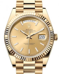 Rolex Day-Date 40-228238 (Yellow Gold President Bracelet, Champagne Index Dial, Fluted Bezel) (m228238-0003)