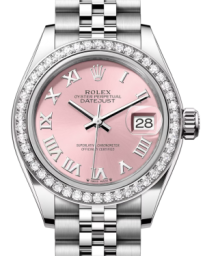 Rolex Lady-Datejust 28-279384RBR (Oystersteel Jubilee Bracelet, Pink Roman Dial, Diamond Bezel) (m279384rbr-0005)