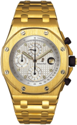 Audemars Piguet Royal Oak Offshore 42-25721BA.O.1000BA.03 (Yellow Gold Bracelet, Grande Tapisserie Silver-toned Index Dial, Yellow Gold Smooth Bezel) (25721BA.O.1000BA.03)