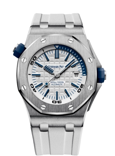 Audemars Piguet Royal Oak Offshore 42-15710ST.OO.A010CA.01 (White Rubber Strap, Méga Tapisserie White Index Dial, Stainless Steel Smooth Bezel)