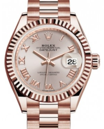 Rolex Lady-Datejust 28-279175 (Everose Gold President Bracelet, Sundust Roman Dial, Fluted Bezel) (m279175-0011)