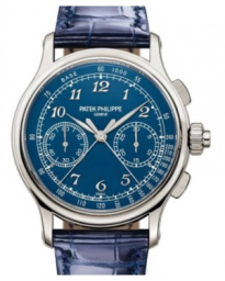 Patek Philippe Grand Complications 41-5370P-011 (Shiny Dusk-blue Alligator Leather Strap, Grand Feu-blue Enamel Tachymeter/Arabic Dial, Smooth Bezel) (5370P-011)