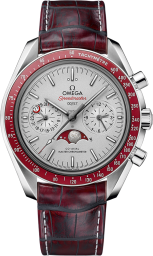 Omega Speedmaster Non-Moonwatch 44.25-304.93.44.52.99.001 (Red Alligator Leather Strap, Matte-silver Index Dial, Red Tachymeter Bezel) (Omega 304.93.44.52.99.001)