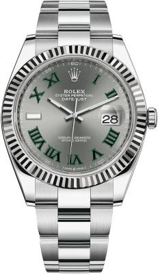 Rolex Datejust 41-126334 (Oystersteel Oyster Bracelet, Slate Roman Dial, Fluted Bezel)