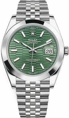 Rolex Datejust 41-126300 (Oystersteel Jubilee Bracelet, Mint-green Fluted Index Dial, Smooth Bezel)