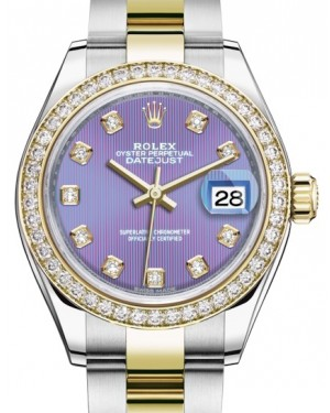 Rolex Lady-Datejust 28-279383RBR (Yellow Rolesor Oyster Bracelet, Gold Diamond-set Lavender Dial, Diamond Bezel)