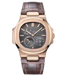 Patek Philippe Nautilus 40-5712R-001 (Matte Dark-brown Alligator Leather Strap, Horizontal-embossed Black-brown Index Dial, Rose Gold Smooth Bezel) (5712R-001)